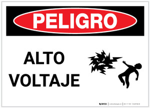 Danger: High Voltage With Graphic Spanish - Label