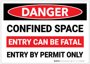 Danger: Confined Space Entry Can Be Fatal Entry By Permit Only - Label