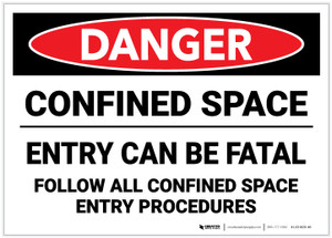 Danger: Confined Space Entry Can Be Fatal - Label