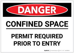 Danger: Confined Space Permit Required - Label