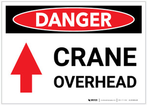 Danger: Crane Overhead With Arrow - Label