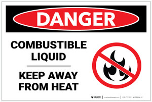 Danger: Combustible Liquid Keep Away From Heat With Icon - Label