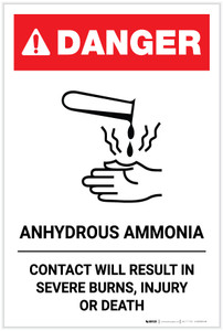 Danger: Anhydrous Ammonia with Icon Portrait - Label