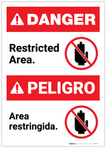 Danger: Bilingual Restricted Area Spanish Portrait - Label