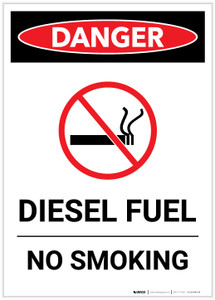 Danger: Diesel Fuel No Smoking Portrait - Label