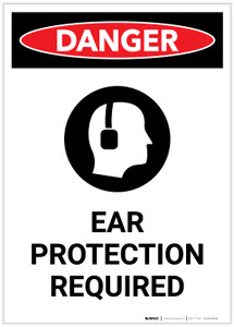 Danger: Ear Protection Required with Graphic Portrait - Label