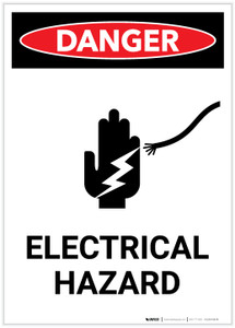 Danger: Electrical Hazard with Icon Portrait - Label