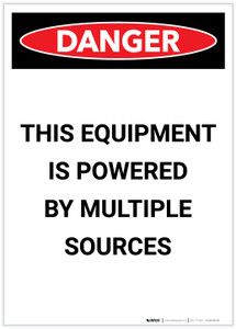 Danger: Electrical Powered Multiple Sources Portrait - Label