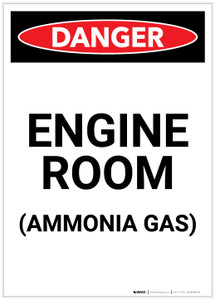 Danger: Engine Room Ammonia Gas Portrait - Label