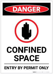 Danger: Enter By Permit Only with Icon Portrait - Label