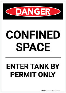 Danger: Enter Tank By Permit Only Portrait - Label