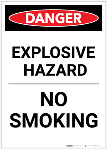 Danger: Explosive Hazard No Smoking Portrait - Label