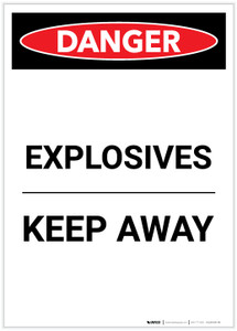 Danger: Explosives Keep Away Portrait - Label