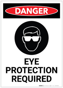 Danger: Eye Protection Required with Icon Portrait - Label