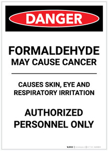 Danger: Formaldehyde May Cause Cancer Portrait - Label