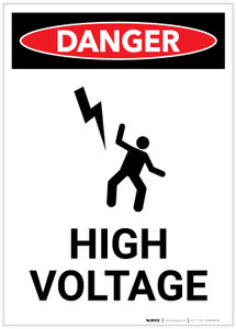 Danger: High Voltage with Icon Portrait - Label