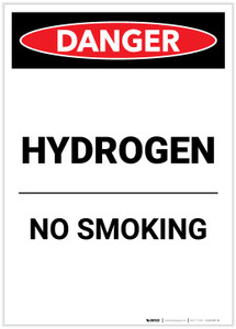 Danger: Hydrogen No Smoking Portrait - Label