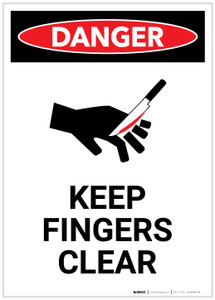 Danger: Keep Fingers Clear with Icon Portrait - Label