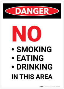 Danger: No Smoking Eating Drinking in This Area Portrait - Label