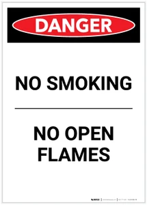 Danger: No Smoking No Open Flames Portrait - Label