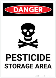 Danger: Pesticide Storage Area With Icon Portrait - Label