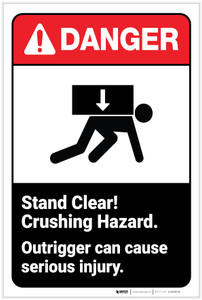 Danger: Stand Clear! Crushing Hazard ANSI - Label