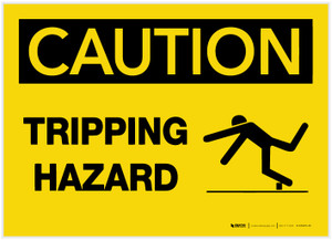 Caution: Tripping Hazard with Graphic - Label