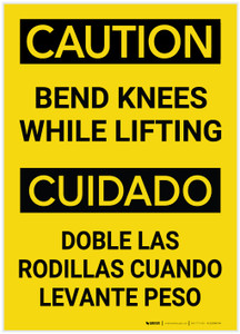 Caution: Bend Knees While Lifting Bilingual (Spanish) - Label