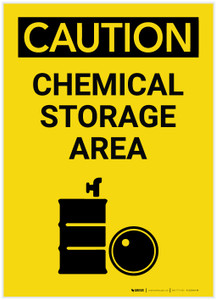 Caution: Chemical Storage Area Portrait with Graphic - Label