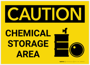Caution: Chemical Storage Area with Graphic - Label Caution: Chemical Storage Area with Graphic - Label
