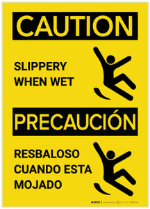 Caution: Slippery When Wet Portrait Bilingual Spanish - Label