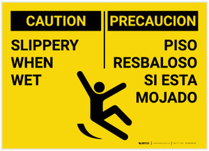 Caution: Slippery When Wet Bilingual Spanish - Label
