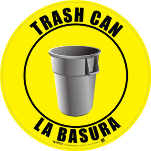 Bilingual Trash Can Sign