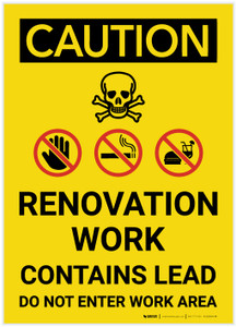 Caution: Renovation Work Contains Lead Do Not enter - Label