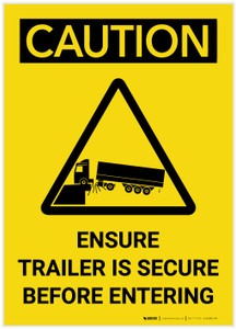Caution: Ensure Trailer Is Secure Before Entering Portrait with Graphic - Label
