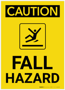 Caution: Fall Hazard Portrait with Graphic - Label