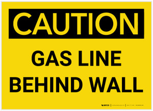 Caution: Gas Line Behind Wall - Label