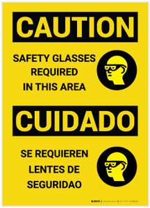 Caution: Safety Glasses Required in Area Bilingual Spanish - Label