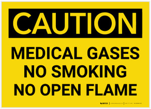 Caution: Medical Gases/No Smoking - No Open Flame - Label