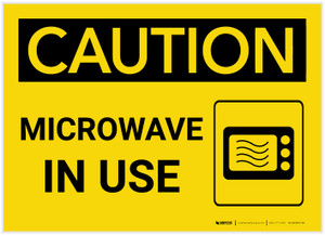 Caution: Microwave in Use with Graphic - Label