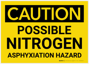 Caution: Possible Nitrogen Asphyxiation Hazard - Label