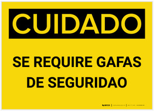 Caution: Safety Glasses Required Spanish - Label