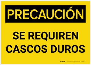 Caution: Hard Hats Required Spanish - Label