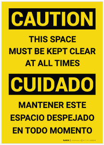 Caution: This Space Must Be Kept Clear Bilingual Spanish - Label