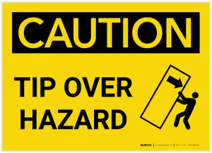 Caution: Tip Over Hazard with Graphic - Label