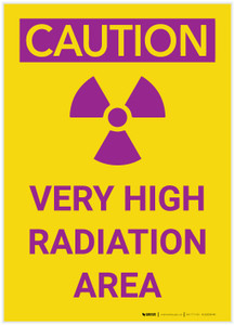 Caution: Very High Radiation Area Portrait with Graphic - Label