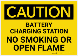 Caution: Battery Charging Station/No Smoking or Open Flame - Label