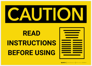 Caution: Rread Instructions Before Using with Graphic - Label