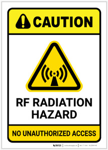 Caution: RF Radiation Hazard No Unauthorized Access ANSI with Graphic -  Label