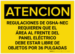 Caution: OSHA NEC Regulations Requires Spanish - Label